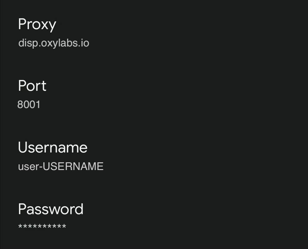 Proxy details