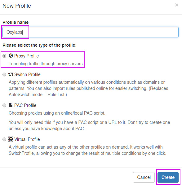 Proxy profile
