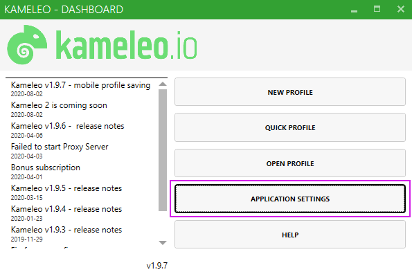 Application settings